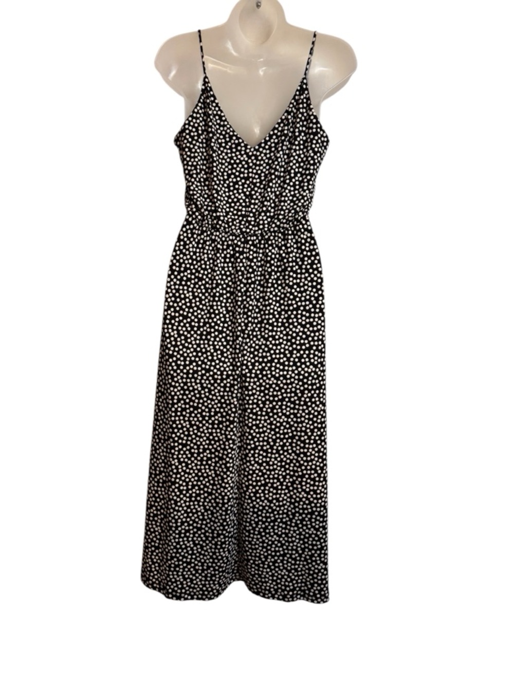 NWT H&M Black Dress with White Dot Print Midi  SMALL   #CL - Picture 5 of 9